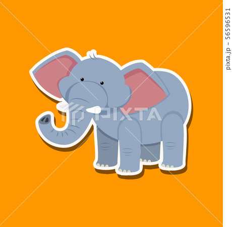 Sticker design with cute elephant 56596531