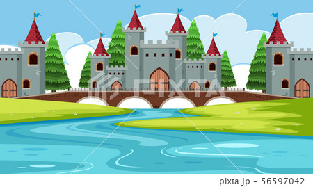 An outdoor scene with castle An outdoor scene with castle 56597042