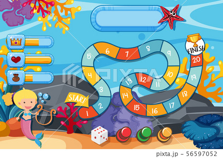 Game template with mermaid under and coral 56597052