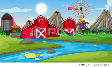 An outdoor scene with farm An outdoor scene with farm 56597161