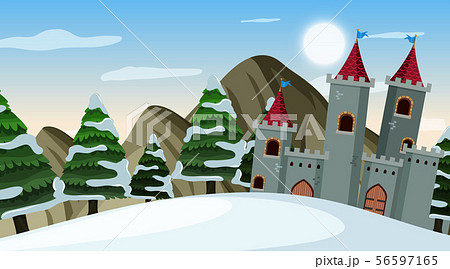 An outdoor scene with castle 56597165