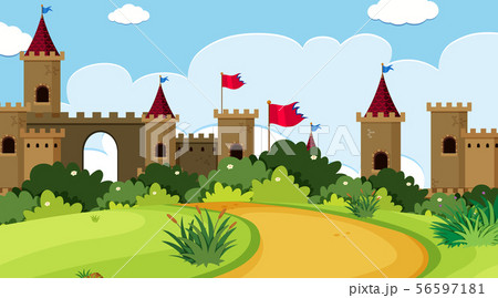 An outdoor scene with castle An outdoor scene with castle 56597181