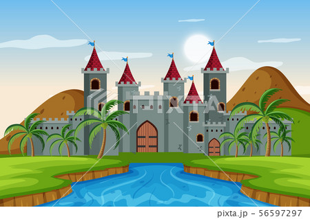An outdoor scene with castle 56597297