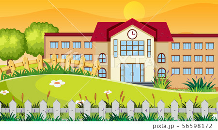 An outdoor scene with school An outdoor scene with school 56598172