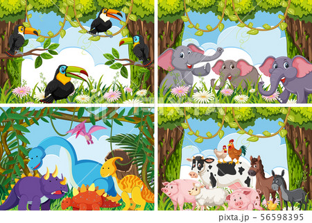 Set of various animals in nature scenes Set of various animals in nature scenes 56598395