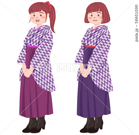 袴 女性のイラスト素材