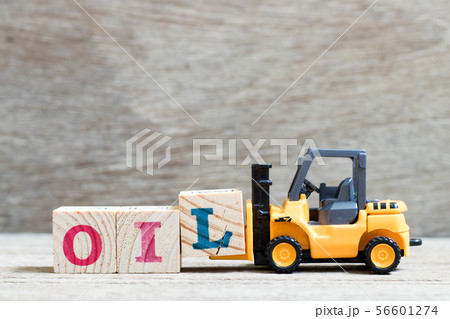 Toy forklift hold letter block l to word oil 56601274