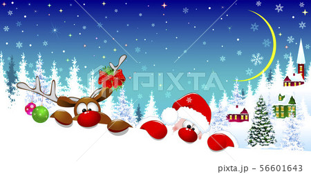 Santa and deer on Christmas night 1 56601643