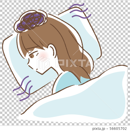 Illustration of a woman who cannot sleep well Illustration of a woman who cannot sleep well 56605702