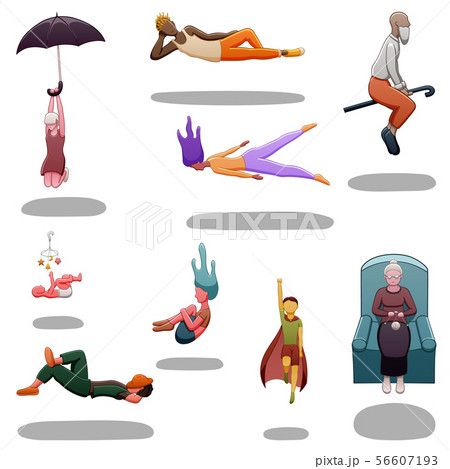 Set of nine levitating people 56607193