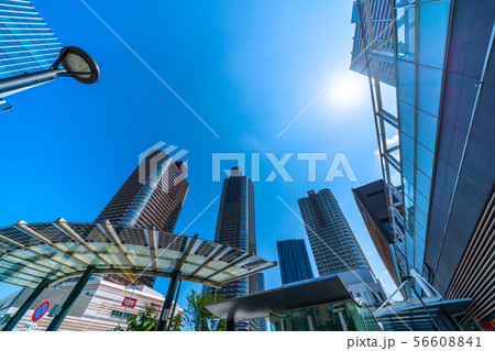 日本の川崎都市景観　武蔵小杉駅前のタワーマンション群などを望む 56608841