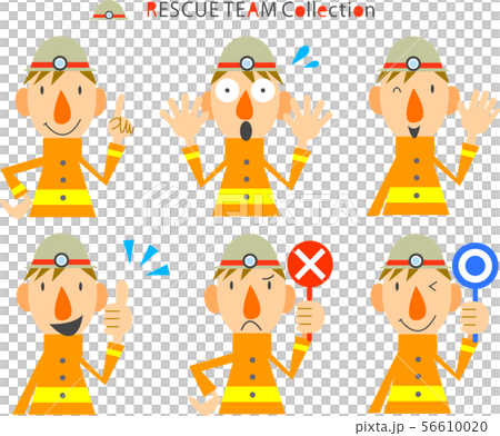 レスキュー隊 アイコン風表情セットのイラスト素材