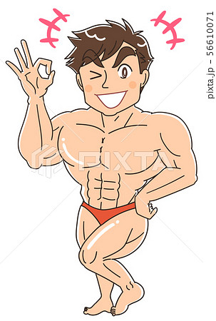 hand drawn cartoon anime muscle macho illustration Stock Illustration