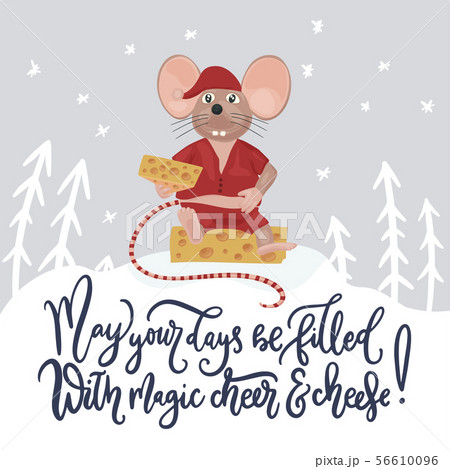 Christmas vector mouse. Cartoon illustration. 56610096