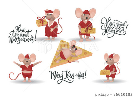 Christmas vector mouse. Cartoon illustration. 56610182
