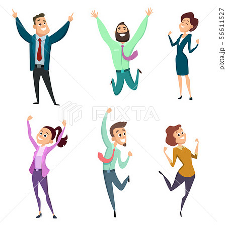 Different businessmen in action pose. Vector pictures of funny characters 56611527