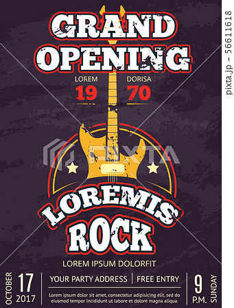 Retro opening rock music club, shop, sound record studio vintage poster with shabby rock music Retro opening rock music club, shop, sound record studio vintage poster with shabby rock music 56611618