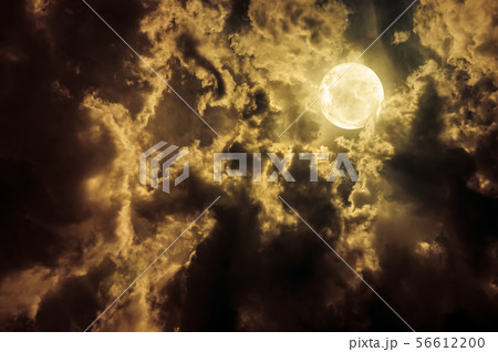 Landscape of sky with dark clouds at nighttime. 56612200