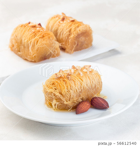 Greek pastry Kataifi with shredded filo dough Greek pastry Kataifi with shredded filo dough 56612540