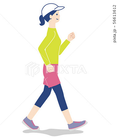ウォーキングする女性のイラスト素材