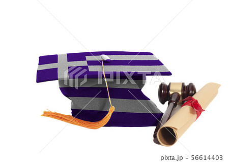 Graduation Hat with Flag of Greece with Diploma Graduation Hat with Flag of Greece with Diploma 56614403