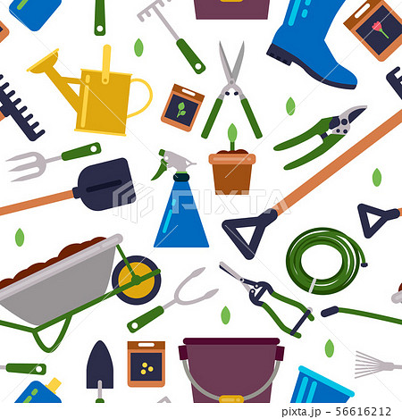 Different tools for gardening. Vector seamless pattern 56616212