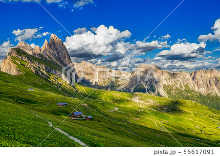 Amazing view of Odle mountain range in Seceda, 56617091