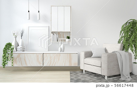 Mock up cabinet in modern white room Japanese - 56617448