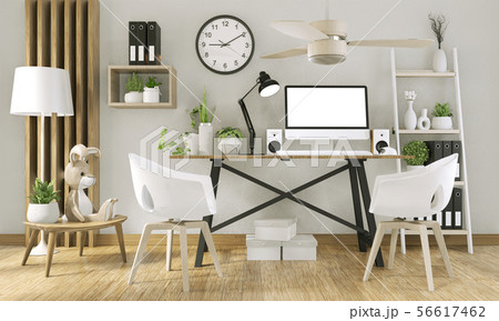 Mock up computer with blank screen and decoration Mock up computer with blank screen and decoration 56617462