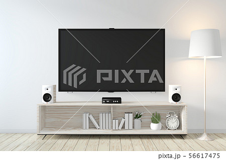 cabinet mock up and smart tv on wall with 56617475