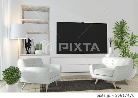 cabinet mock up and smart tv on wall with 56617476