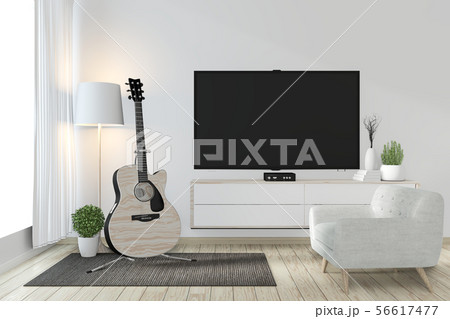 cabinet mock up and smart tv on wall with 56617477