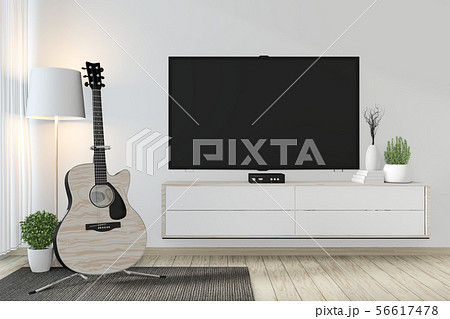cabinet mock up and smart tv on wall with 56617478