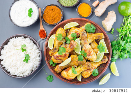 Indian chicken tandoori, marinated in greek yogurt Indian chicken tandoori, marinated in greek yogurt 56617912
