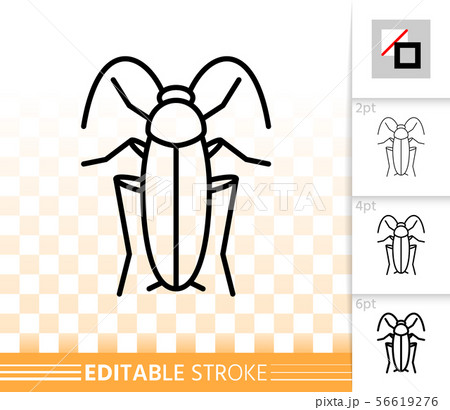 Cockroach danger bug simple black line vector icon 56619276