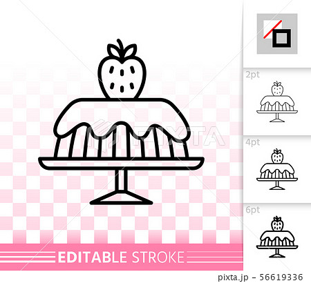 Strawberry Cake Dessert Simple Line Vector Iconのイラスト素材