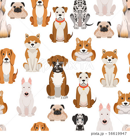Different dogs in cartoon style. Vector seamless pattern 56619947