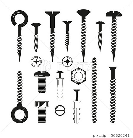 Monochrome Illustrations Of Iron Bolts Nuts のイラスト素材