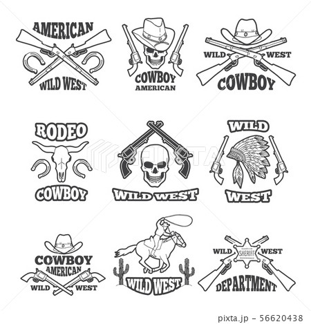 Design template of wild west badges. Western theme of labels with place for your text 56620438