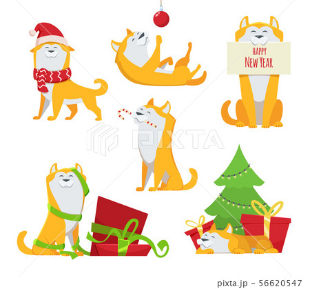 Yellow dog in cartoon style. Symbols of 2018. Character of funny pet 56620547