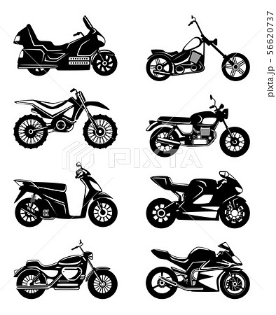 Silhouette Of Motorcycles Vector Monochrome のイラスト素材
