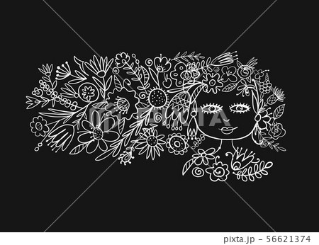 Greeting card design with pretty floral woman 56621374