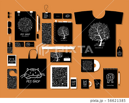 Corporate flat mock-up template, pet shop identity 56621385
