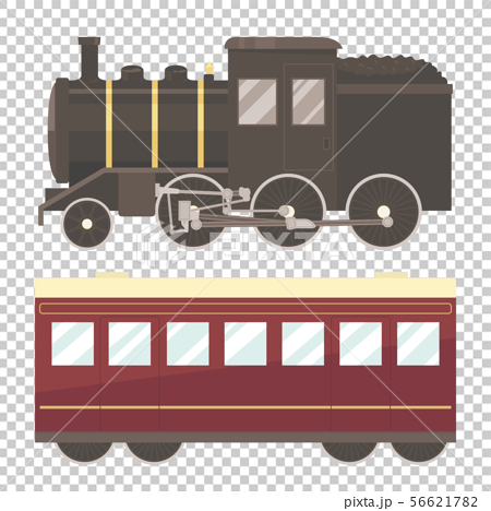 蒸気機関車と客車のイラスト素材