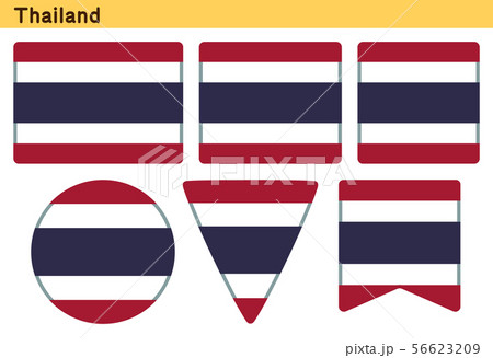 タイの国旗 6個の形のアイコンデザインのイラスト素材