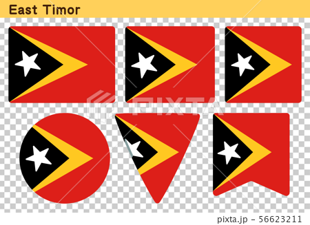 東ティモールの国旗 6個の形のアイコンデザインのイラスト素材