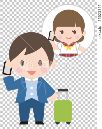 A man making a phone call from a travel destination A man making a phone call from a travel destination 56623325