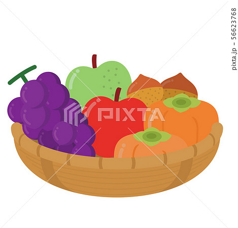 Autumn fruit basket set illustration - Stock Illustration [56623768] - PIXTA
