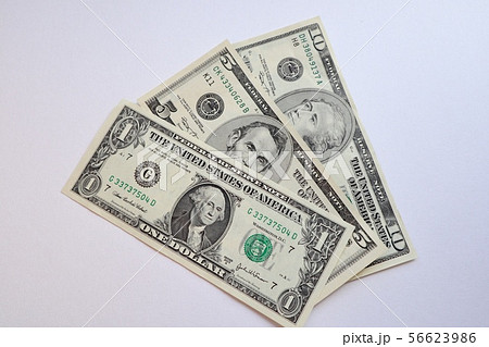 アメリカドル紙幣 1ドル、5ドル、10ドルの写真素材 [56623986] - PIXTA