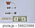 アメリカの通貨 1セント、5セント、10セント、25セント 56623988